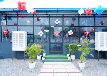 Spice Villa storefront decorated for an event