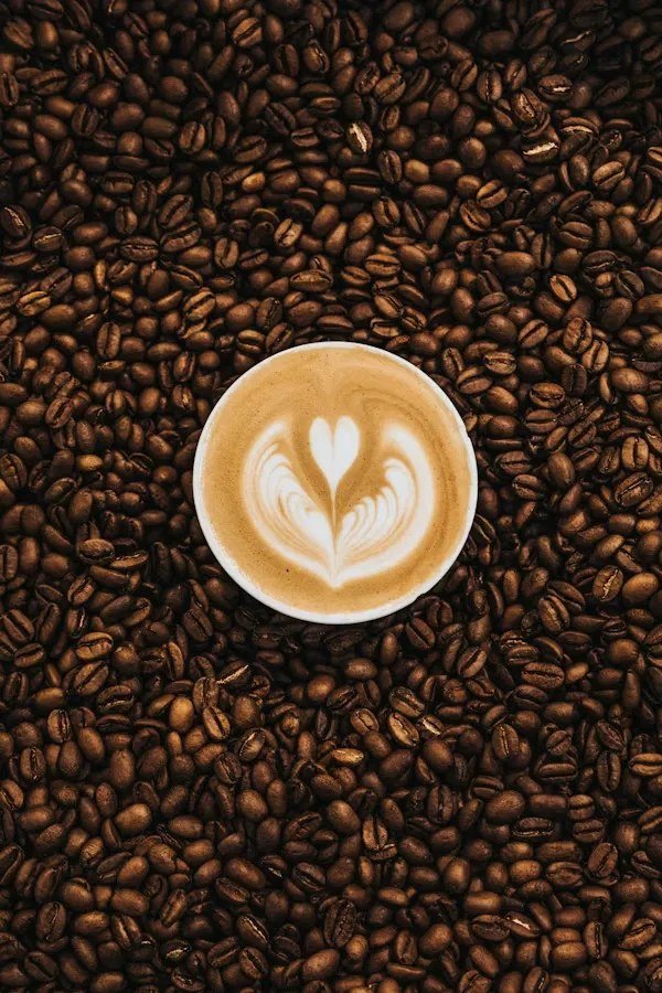 Latte art on coffee beans